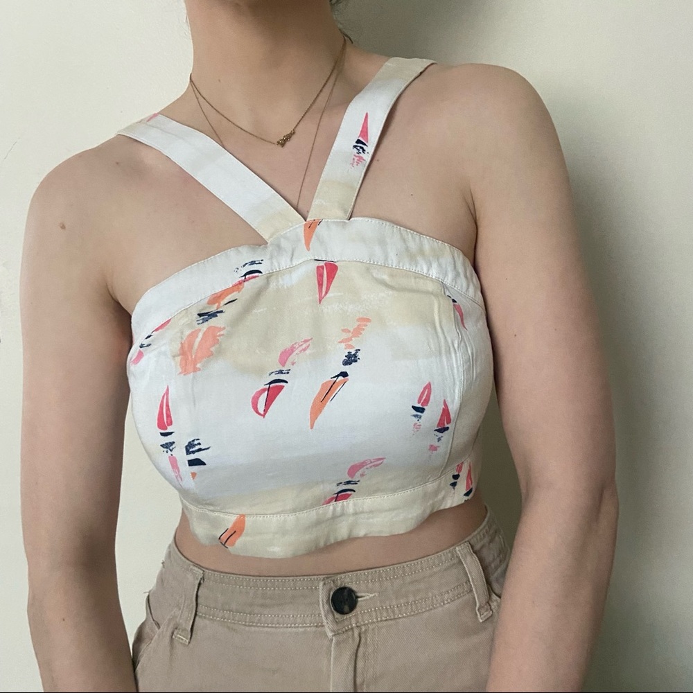 Adorable preppy strappy bralette style sailboat top